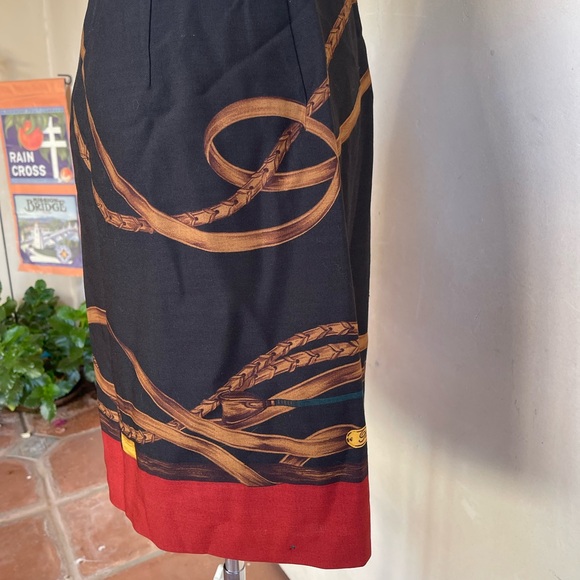RALPH LAUREN Equestrian Horse Bit Hunter Black Red Lined Wool Wrap Skirt 8 USA - Picture 6 of 14